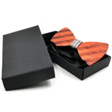 New Wooden bow tie Hand made Bow Retro Striped bow tie and box