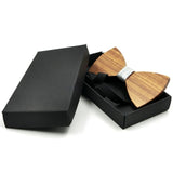 New Wooden bow tie Hand made Bow Retro Striped bow tie and box