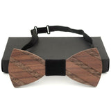 New Wooden bow tie Hand made Bow Retro Striped bow tie and box