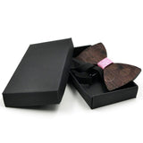 New Wooden bow tie Hand made Bow Retro Striped bow tie and box