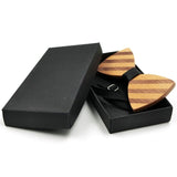 New Wooden bow tie Hand made Bow Retro Striped bow tie and box