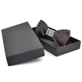 New Wooden bow tie Hand made Bow Retro Striped bow tie and box