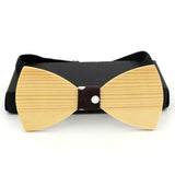 New Wooden bow tie Hand made Bow Retro Striped bow tie and box