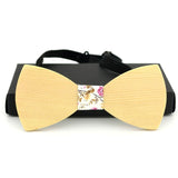 New Wooden bow tie Hand made Bow Retro Striped bow tie and box