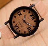 Wooden Men Casual Wristwatches Faux Leather