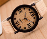 Wooden Men Casual Wristwatches Faux Leather