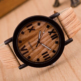 Wooden Men Casual Wristwatches Faux Leather