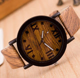 Wooden Men Casual Wristwatches Faux Leather
