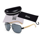 Real Bamboo Classic Rectangle Sunglasses UV400 Women
