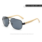 Real Bamboo Classic Rectangle Sunglasses UV400 Women