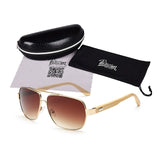 Real Bamboo Classic Rectangle Sunglasses UV400 Women