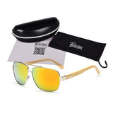 Real Bamboo Classic Rectangle Sunglasses UV400 Women