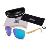Real Bamboo Classic Rectangle Sunglasses UV400 Women