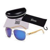Real Bamboo Classic Rectangle Sunglasses UV400 Women