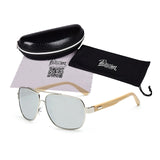 Real Bamboo Classic Rectangle Sunglasses UV400 Women