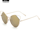 Cat Eye Circular Sunglasses Women Vintage Steampunk