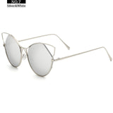Cat Eye Circular Sunglasses Women Vintage Steampunk