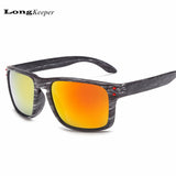 Mens Wood Grain Sunglasses Reflective Sun Glasses Men Vintage Square Eyewear
