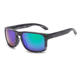 Mens Wood Grain Sunglasses Reflective Sun Glasses Men Vintage Square Eyewear
