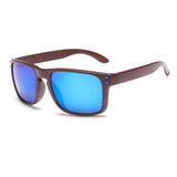 Mens Wood Grain Sunglasses Reflective Sun Glasses Men Vintage Square Eyewear