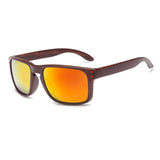 Mens Wood Grain Sunglasses Reflective Sun Glasses Men Vintage Square Eyewear