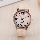 FUNIQUE Simulated Wooden Leather Strap Quartz Wristwatch