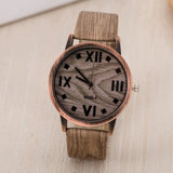 FUNIQUE Simulated Wooden Quartz Watch Woman Wood Leather Strap