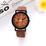 Simulation Wooden Quartz Men Watches Casual Simulation  Wooden Color Leather Strap