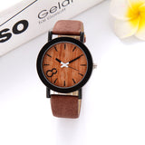 Simulation Wooden Quartz Men Watches Casual Simulation  Wooden Color Leather Strap