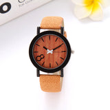 Simulation Wooden Quartz Men Watches Casual Simulation  Wooden Color Leather Strap