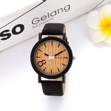 Simulation Wooden Quartz Men Watches Casual Simulation  Wooden Color Leather Strap