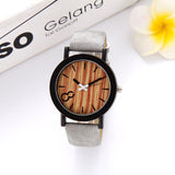 Simulation Wooden Quartz Men Watches Casual Simulation  Wooden Color Leather Strap