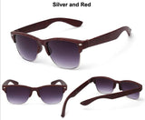 Fashion Vintage Sunglasses Men Hlaf Wood Wrap Gold Silver Metal Frame Classic Retro Eyewear glasses