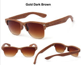 Fashion Vintage Sunglasses Women  Wood Wrap Gold Silver Metal Frame Classic Retro Eyewear glasses