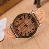 Vintage Wood Grain Watches for Men Quartz Watch Faux Leather