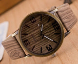 Vintage Wood Grain Watches for Men Quartz Watch Faux Leather