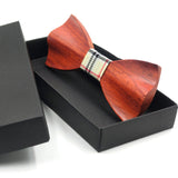 RBOCOTT 3D Wooden Bow Tie Men's Red Wedding Bowties