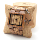 BOBO BIRD Rectangle Zebra Men Wooden Wrist Watch