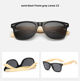 BANSTONE Vintage Bamboo Leg Sunglasses Men Classic UV400 Wooden Sun Glasses