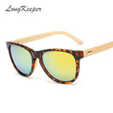 LongKeeper Bamboo Sunglasses Men Wooden Glasses Brand Designer