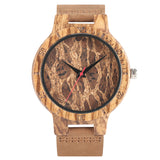 Cool Creative Zebra/Cork Slag/Broken Leaves Face Nature Wood Watch Men