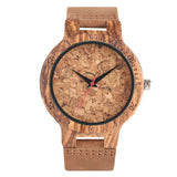 Cool Creative Zebra/Cork Slag/Broken Leaves Face Nature Wood Watch Men