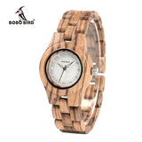 BOBO BIRD WO29 Ladies Bamboo Zebra Wooden Watch Gems Imitate Diamond