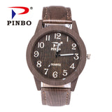 PINBO Vintage Casual Quartz Watch Women Leather