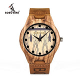 BOBO BIRD Zebra Wood Watches Men Genuine Leather Band