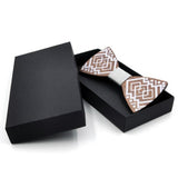 RBOCOTT Fashion Handmade Wooden Bow Tie Vintage Floral Wooden Bowtie