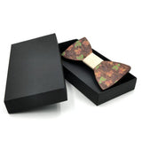 RBOCOTT Fashion Handmade Wooden Bow Tie Vintage Floral Wooden Bowtie
