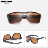 YOOSKE Fashion Sunglasses Wood Grain Sun glasses Men Brand Designer Square Glasses