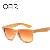 OFIR Fashionable Imitation Wood Grain Sunglasses Women Reflective Sun Glasses Square