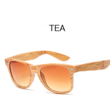 OFIR Fashionable Imitation Wood Grain Sunglasses Women Reflective Sun Glasses Square